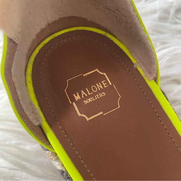 MALONE SOULIERS Simona Rope-Strap Yellow Patent Leather Espadrille Sandals 37.5 - Picture 8 of 9